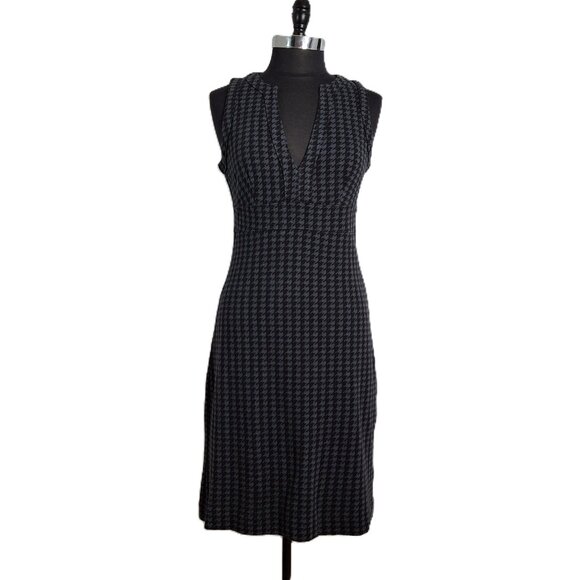 Banana Republic Sz 10 Houndstooth Soft Knit Sheath Bodycon Empire Dress - Picture 2 of 15